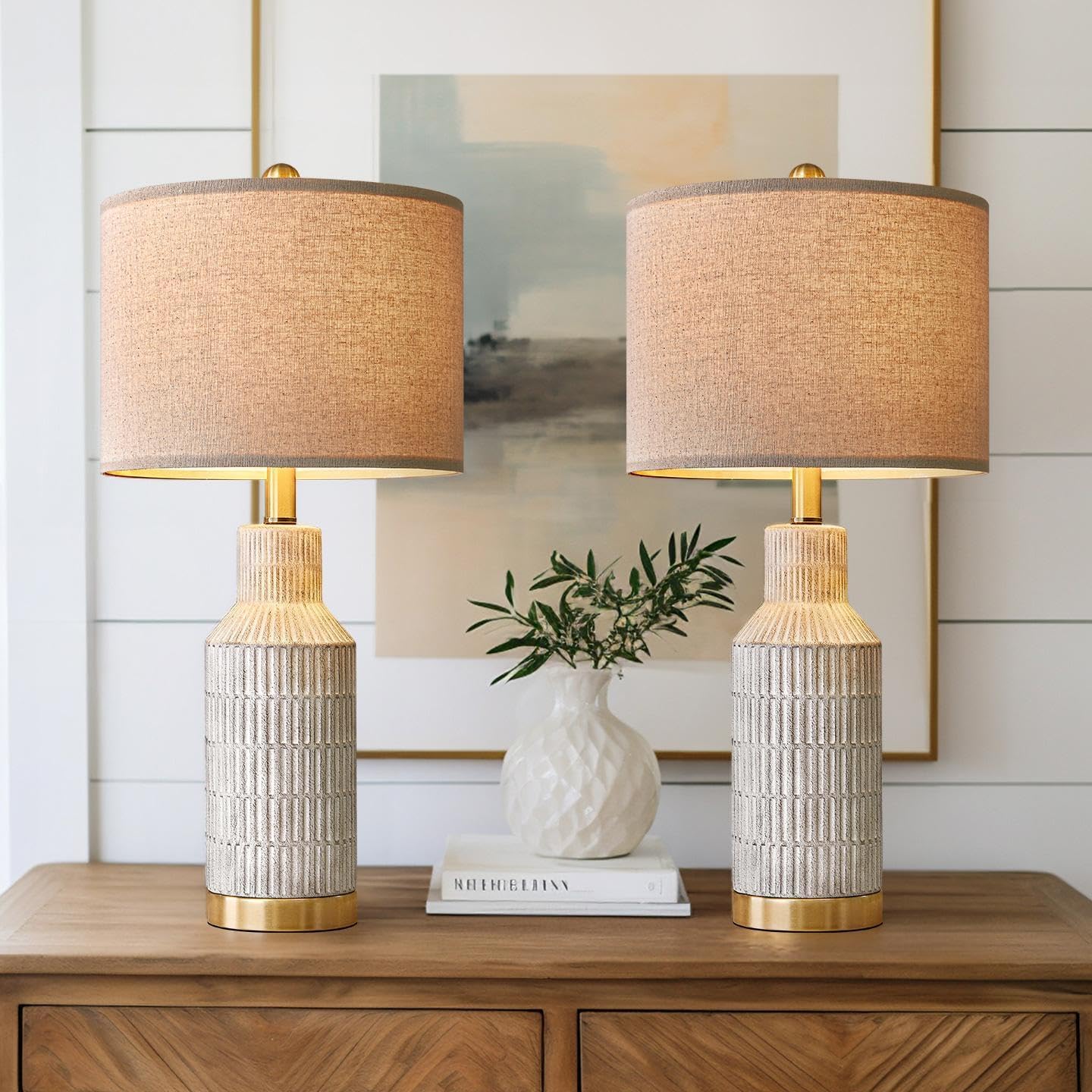 Farmhouse Black Bedside Lamp — 25" — Washed White