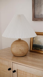 Linen Mid-Century Beige Table Lamp — 17.25" - View 3
