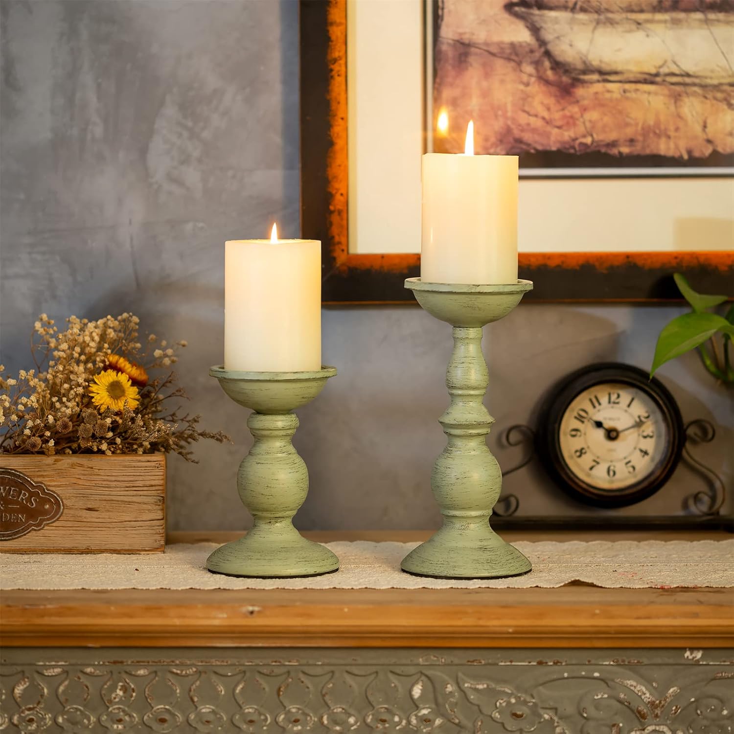 Vintage Mid-Century Black Pillar Candle - View 4