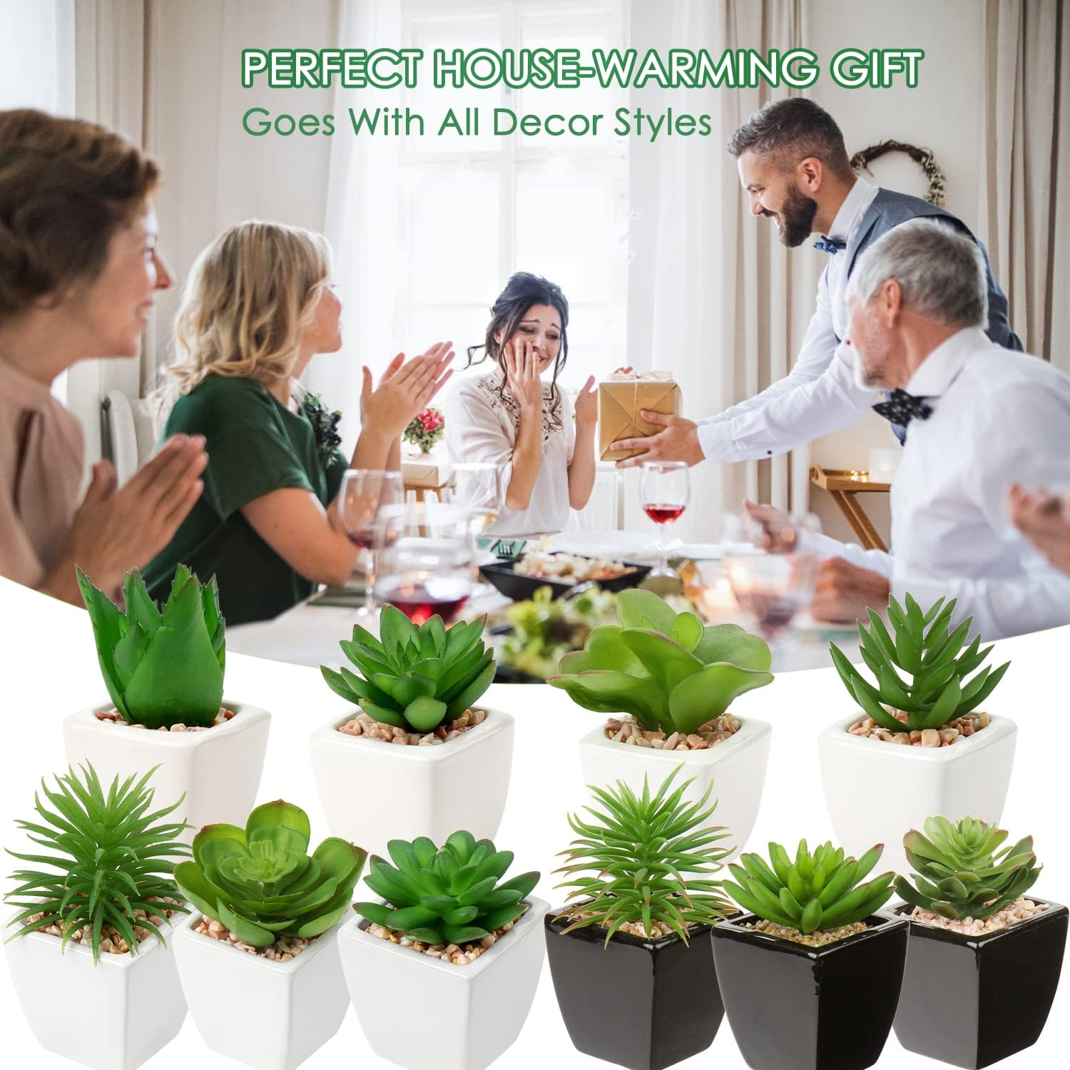 Modern Black Faux Succulent - View 3