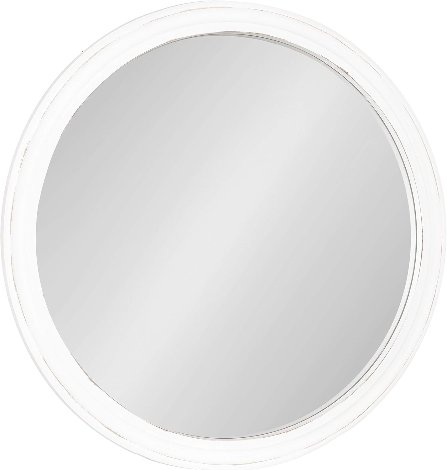 Round Farmhouse Brown Wall Mirror — 28" — White