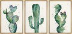 Framed Boho Green Wall Art — 24" — 24" x 36" x 3 Panels NATURAL