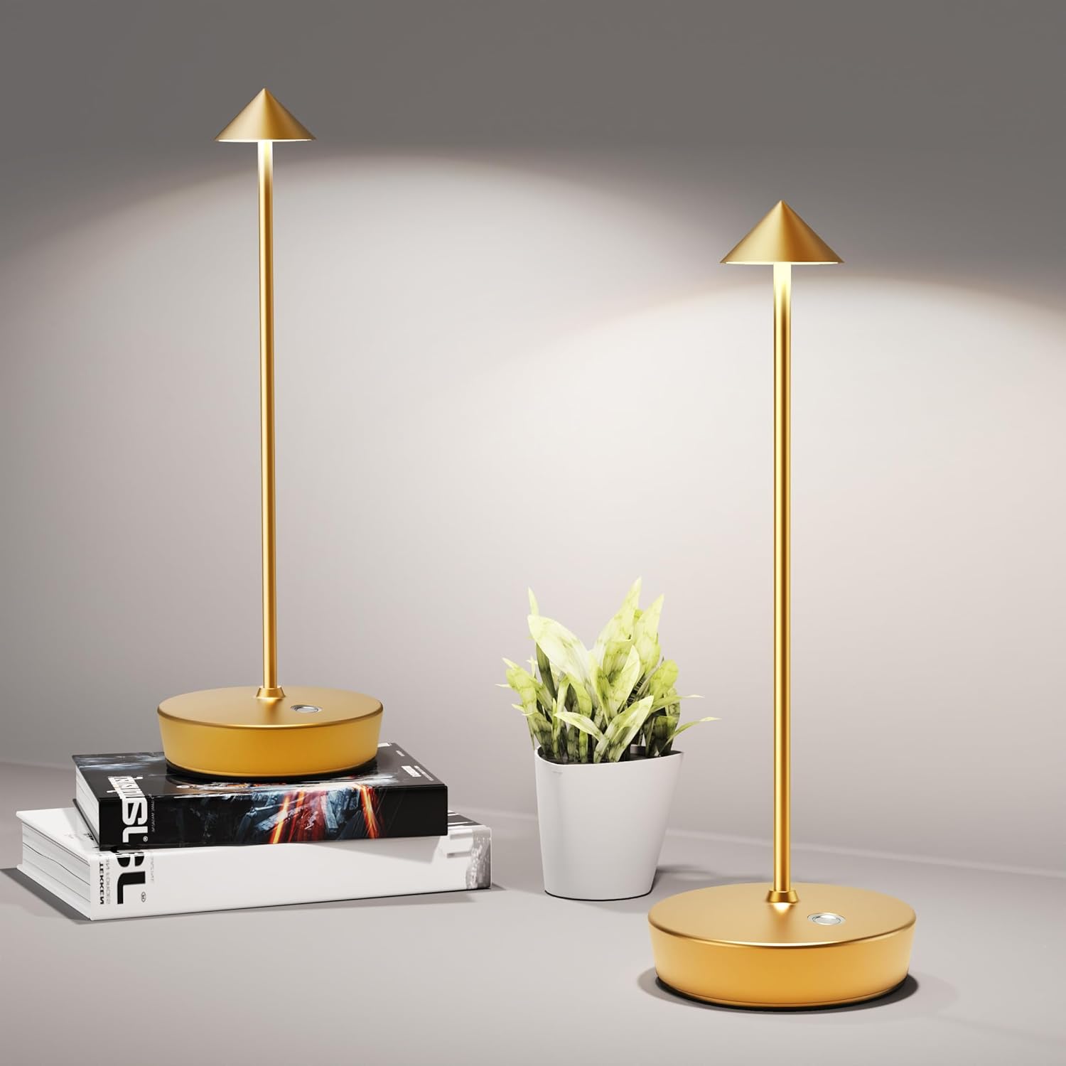 Cordless Luxe Black Desk Lamp — 2Pack Gold