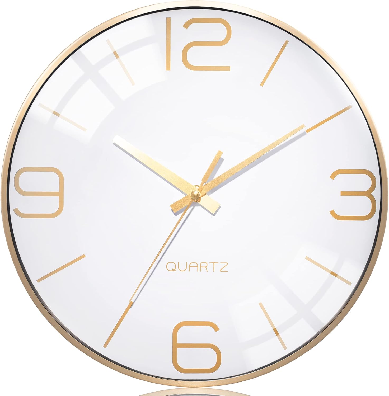 Battery Operated Luxe Black Wall Clock — 12" — White