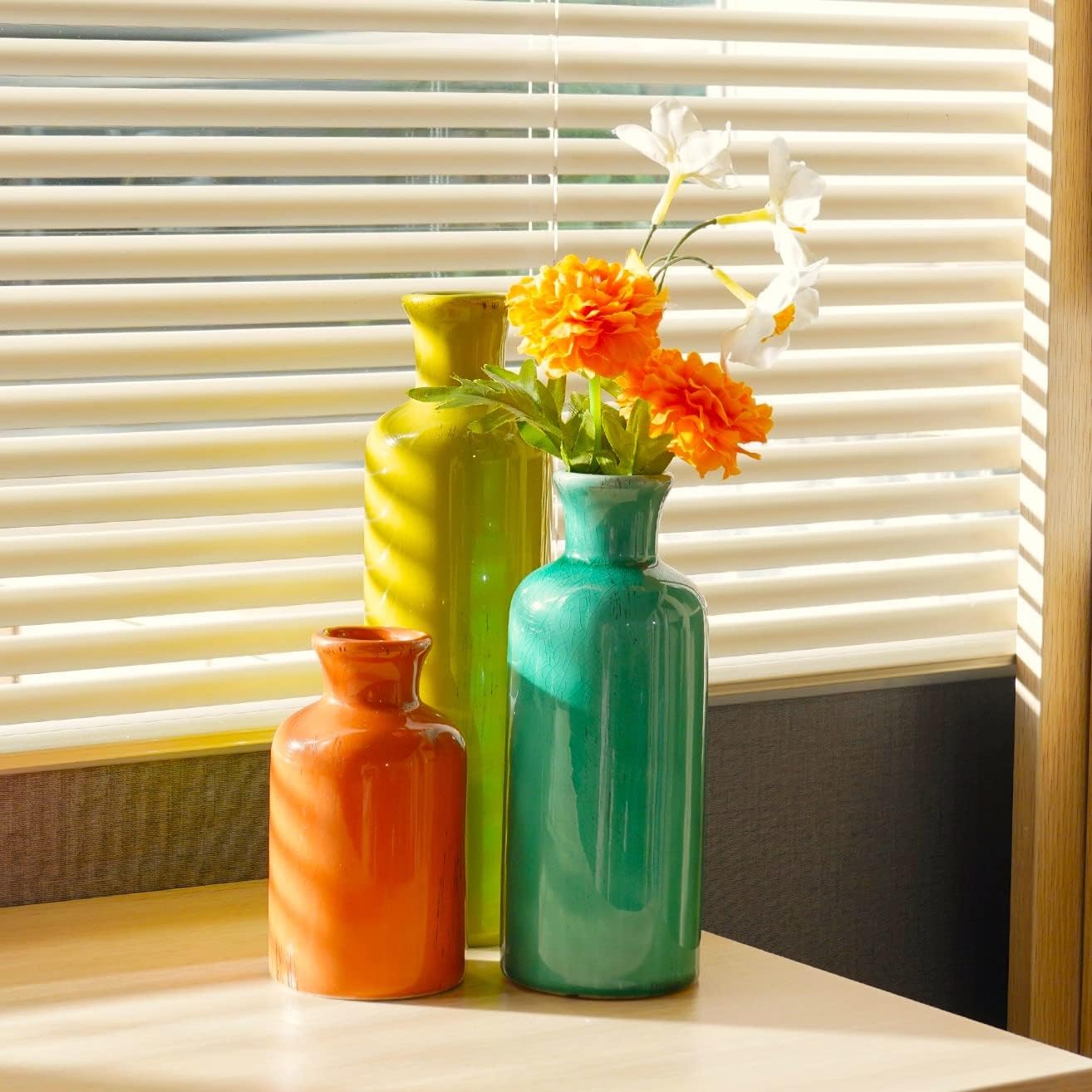 Boho Blue Flower Vase — Set of 3 - View 2
