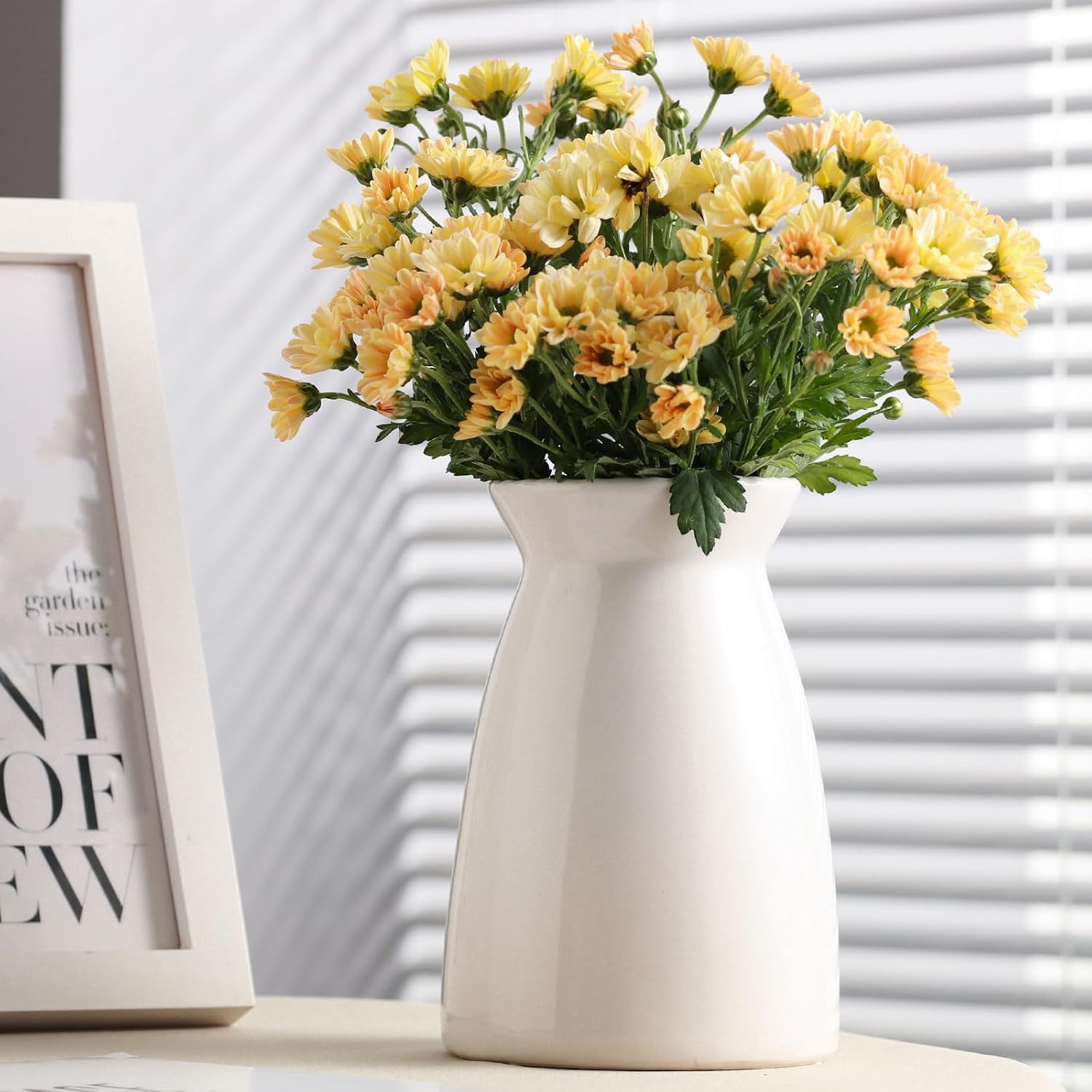 Modern Green Flower Vase — 7" — White-7inch
