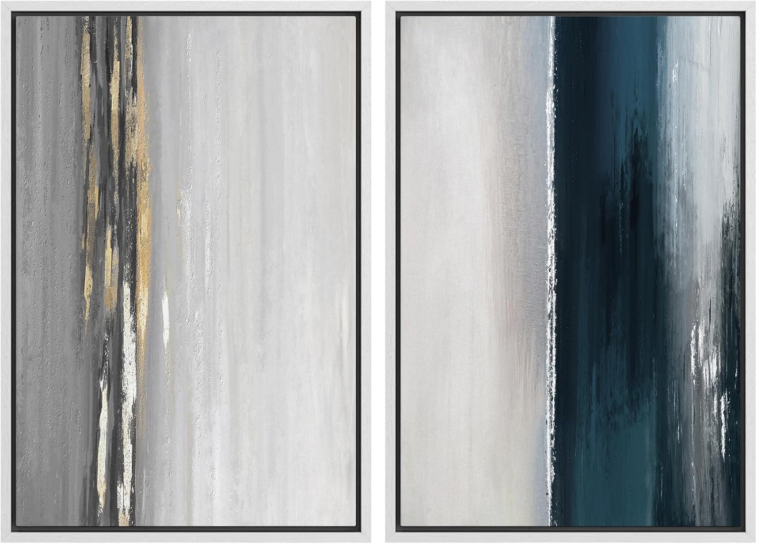 Framed Farmhouse Fabric Wall Art — 24" — 16"x24"x2 Panels White