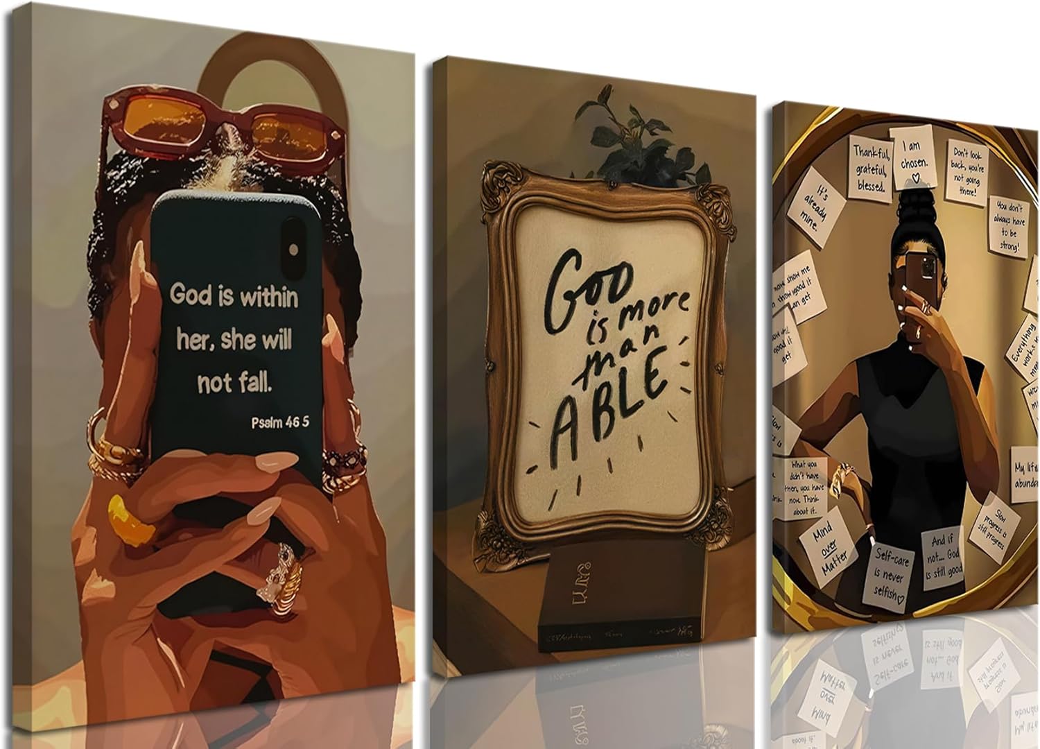 Framed Black Wall Decor — 16" — Black Girl-3