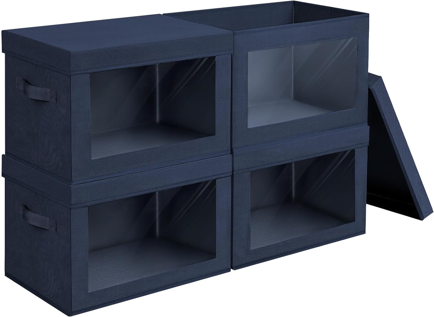 Beige Storage Bin — Dark Blue