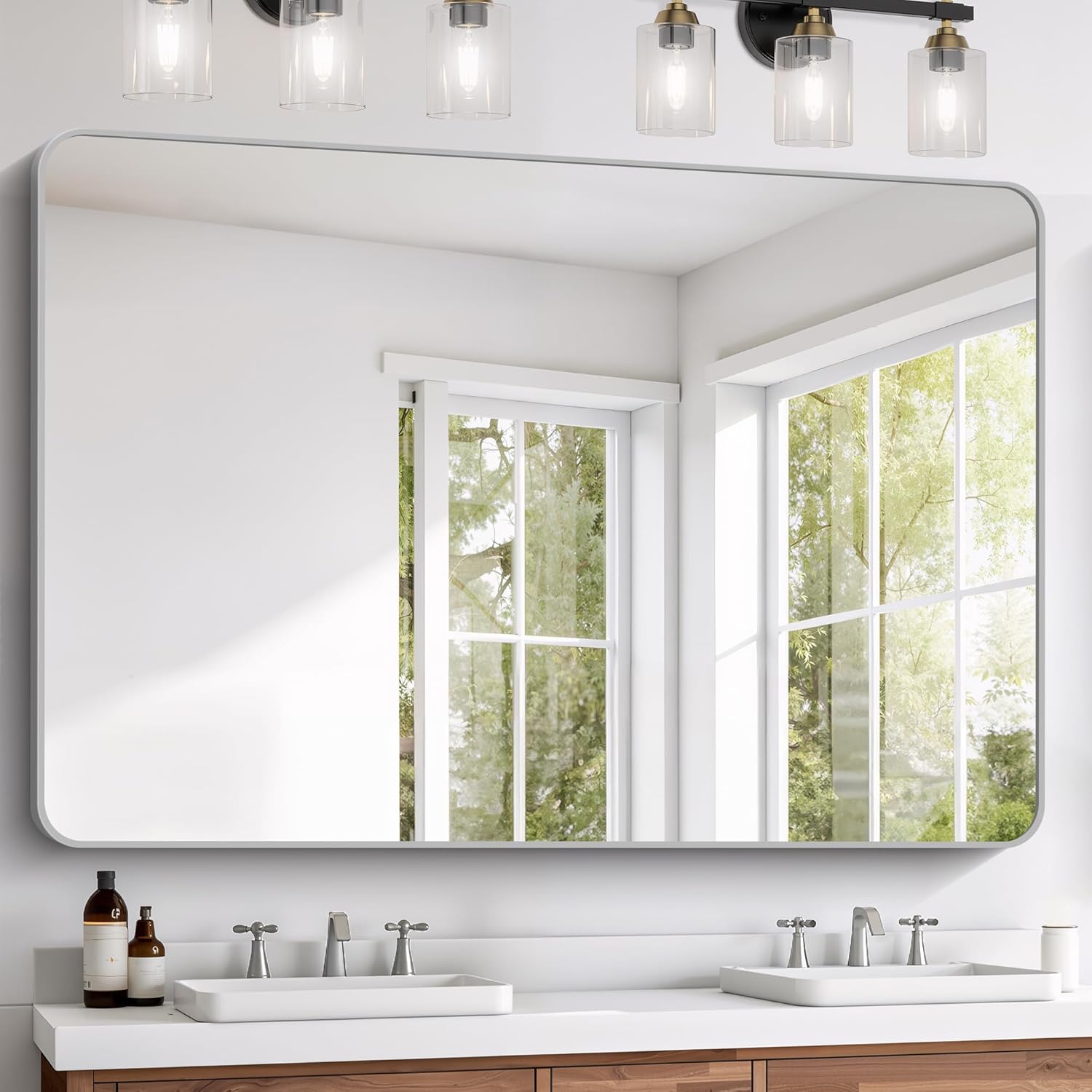 Black Wall Mirror — 24" — Silver