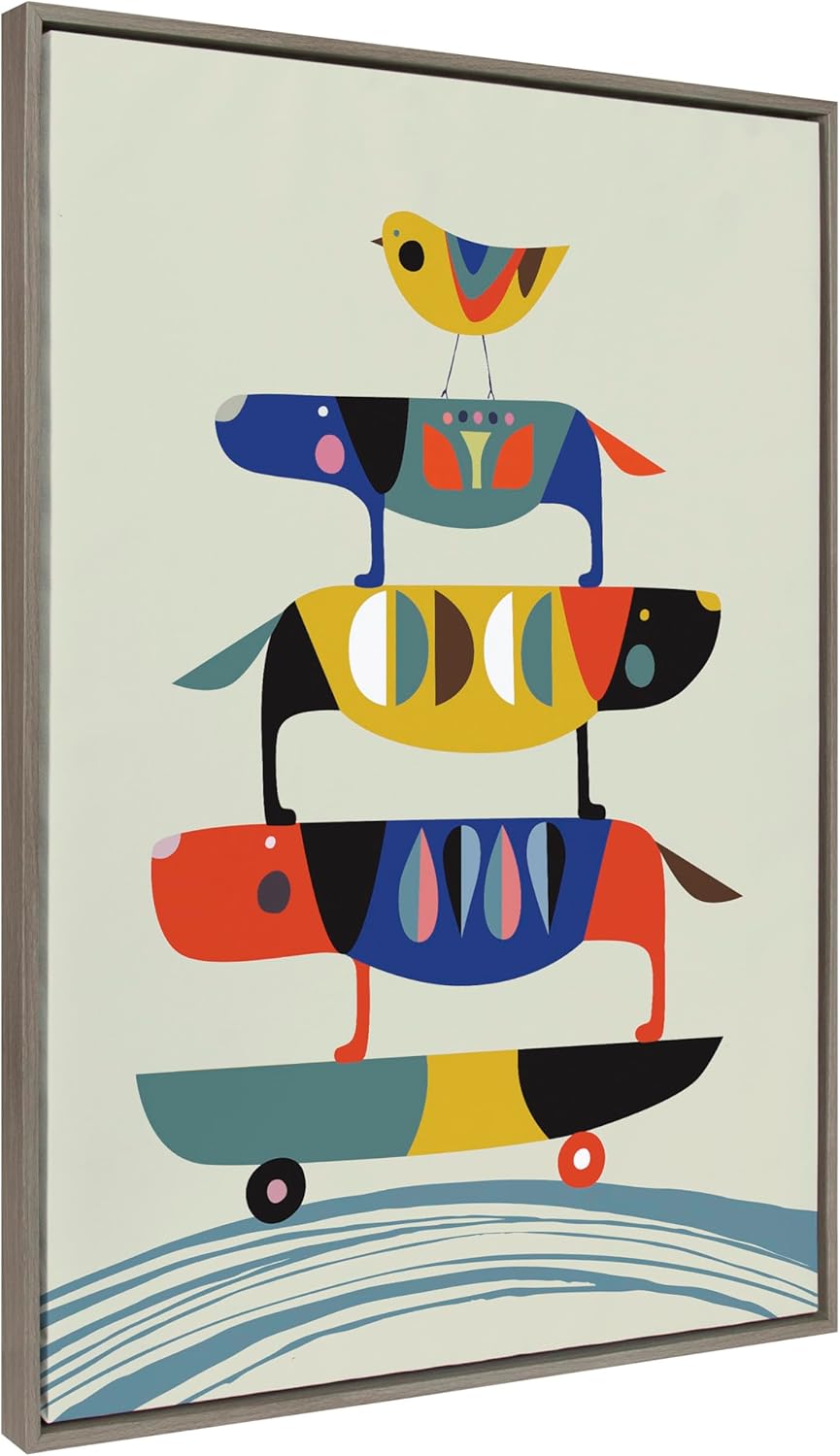 Framed Mid-Century Beige Canvas Wall Art — 41.5" — 41.5"L x 31.5"W
