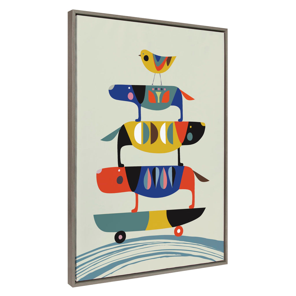 Framed Mid-Century Beige Canvas Wall Art — 41.5"