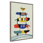 Framed Mid-Century Beige Canvas Wall Art — 41.5"