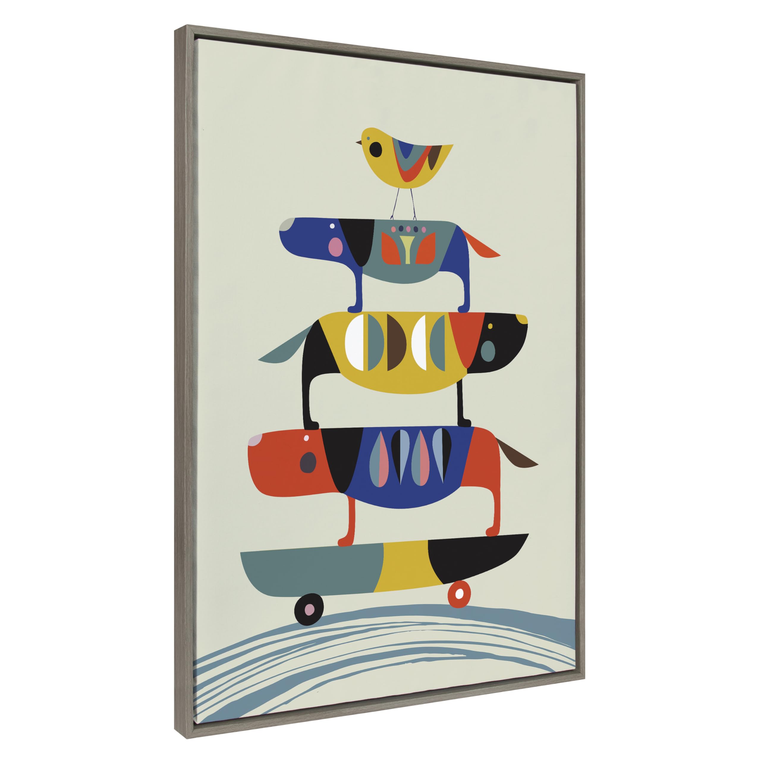 Framed Mid-Century Beige Canvas Wall Art — 41.5"