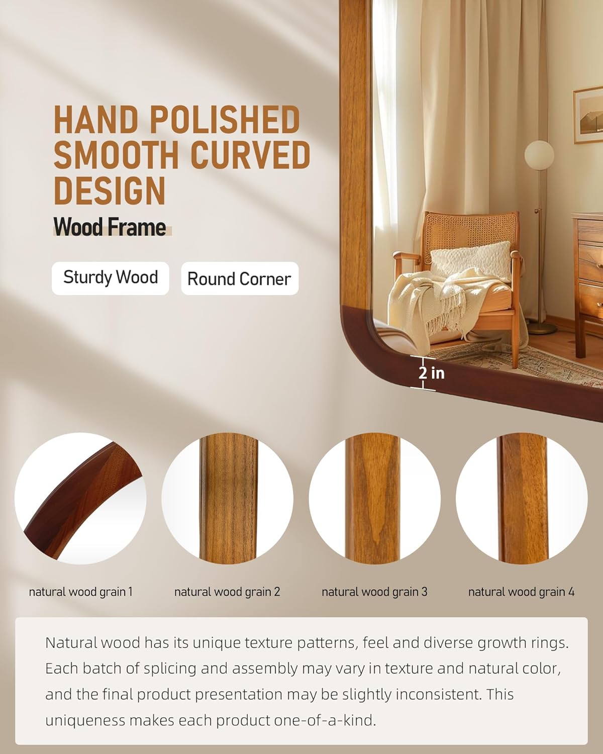 Round Farmhouse Brown Wall Mirror — 30" - View 6