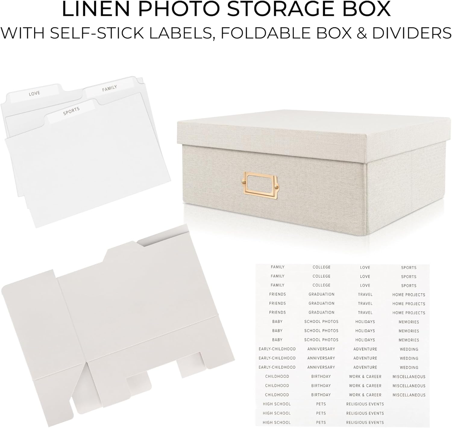 Linen Beige Storage Basket — 4x6 - View 9
