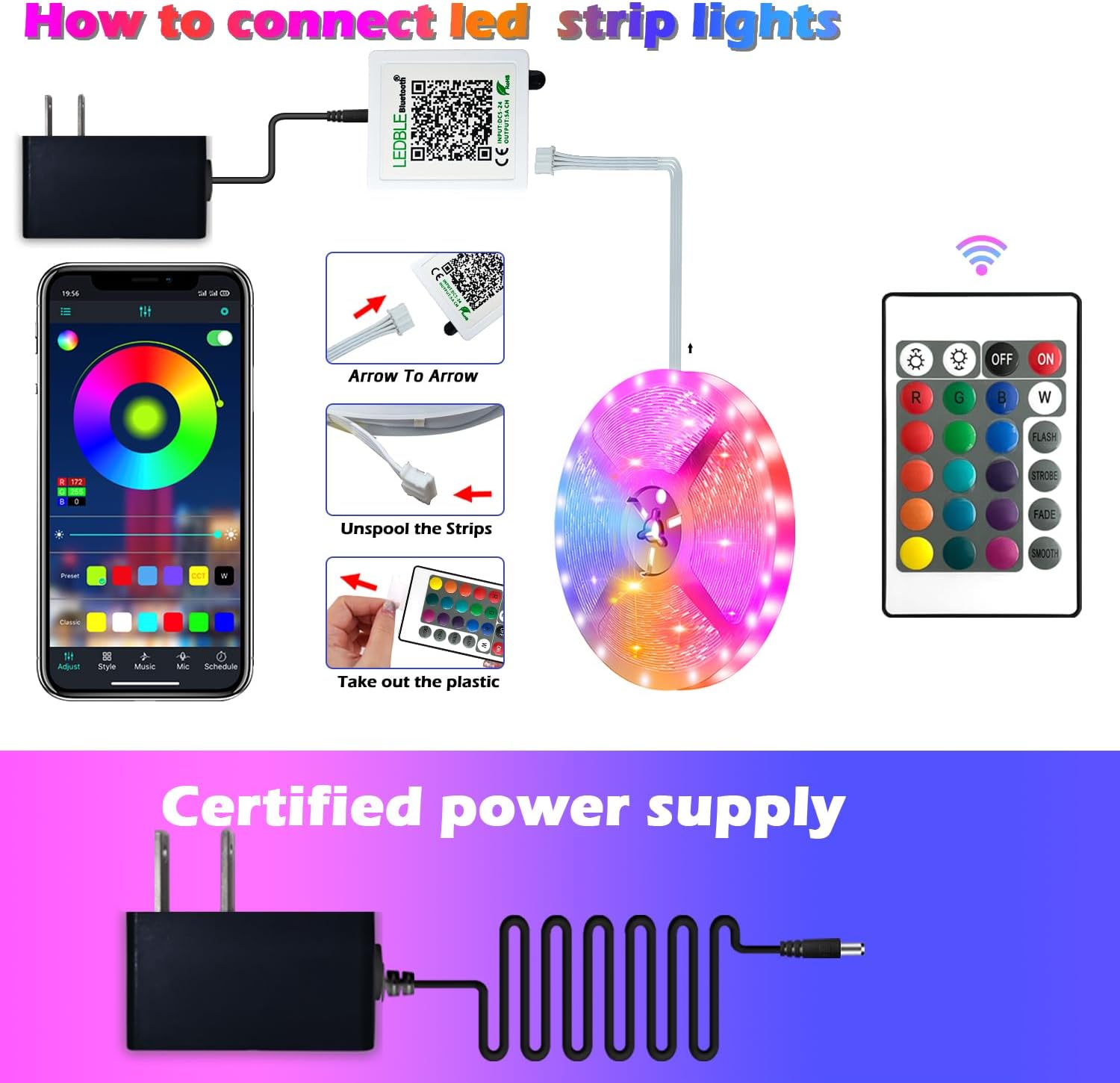 Smart Rattan LED Strip Lights - View 3