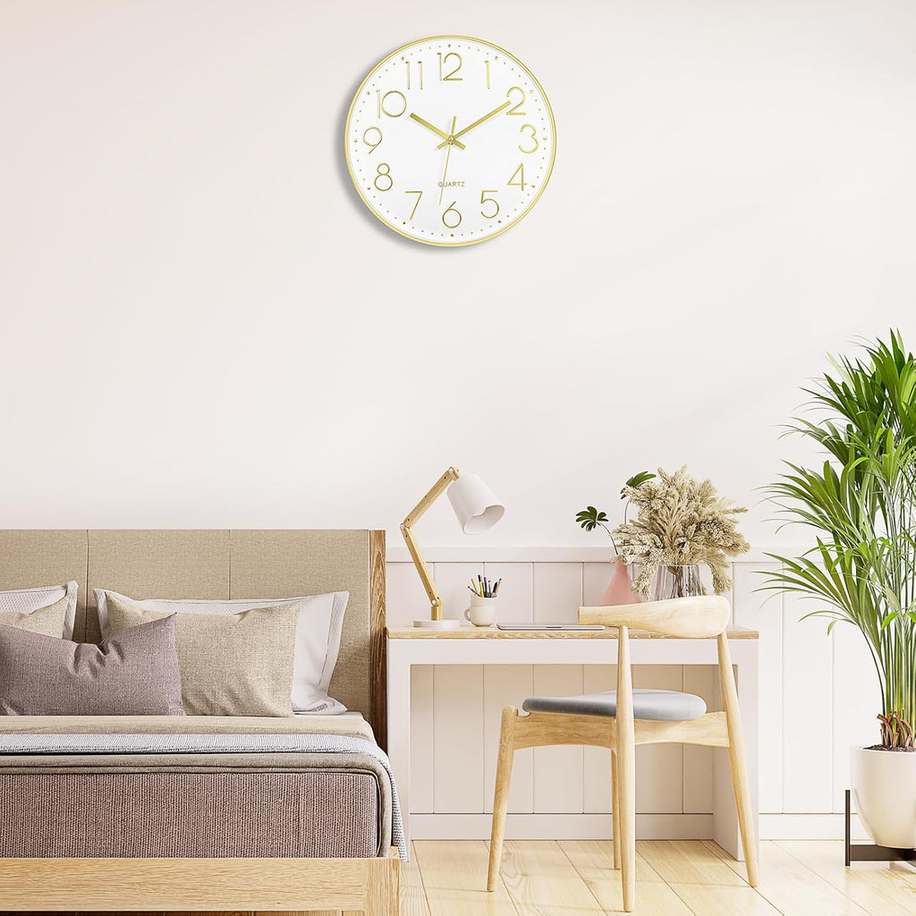 Battery Operated Luxe Beige Wall Clock — 14" - View 5