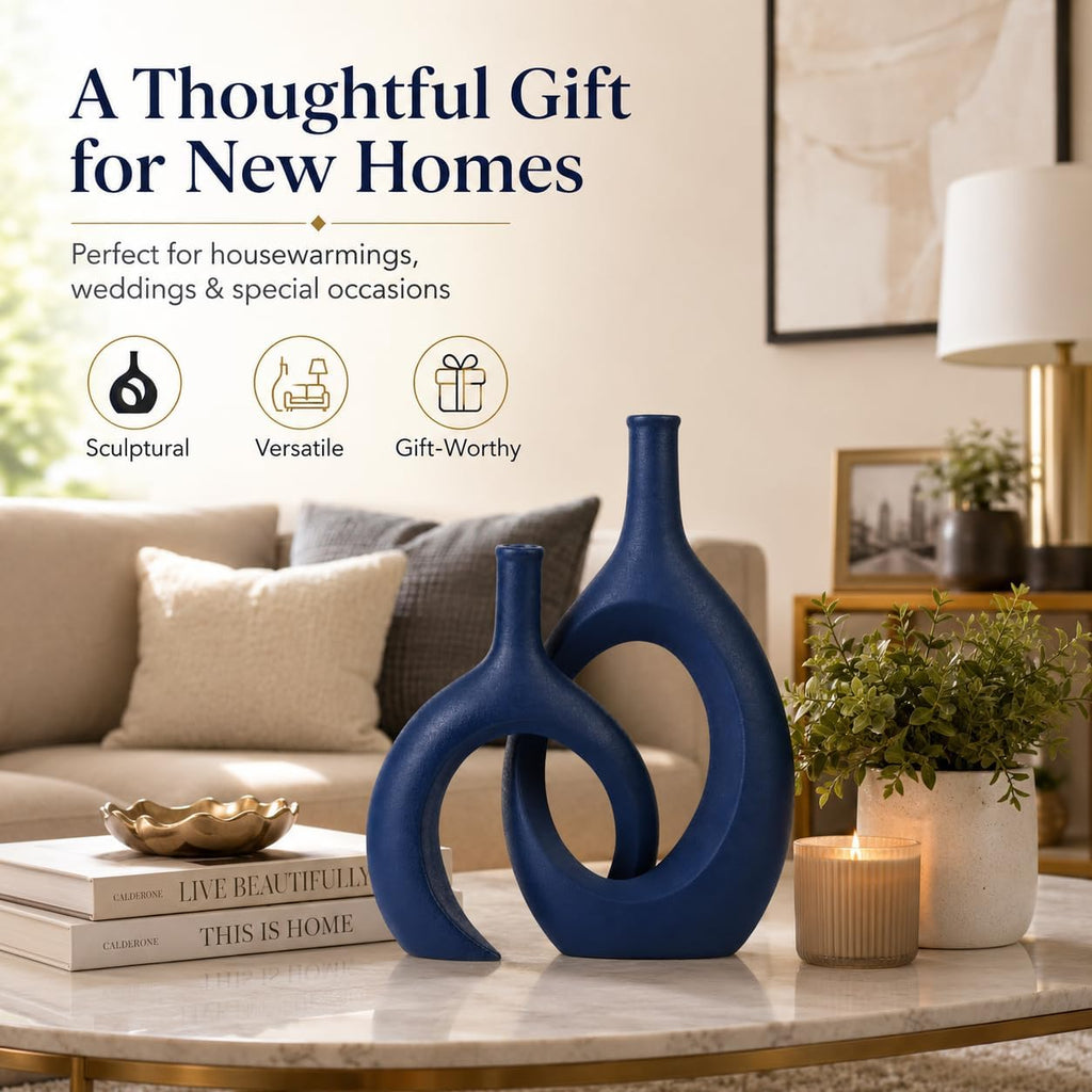 Modern Blue Vase — Set of 2 - View 5