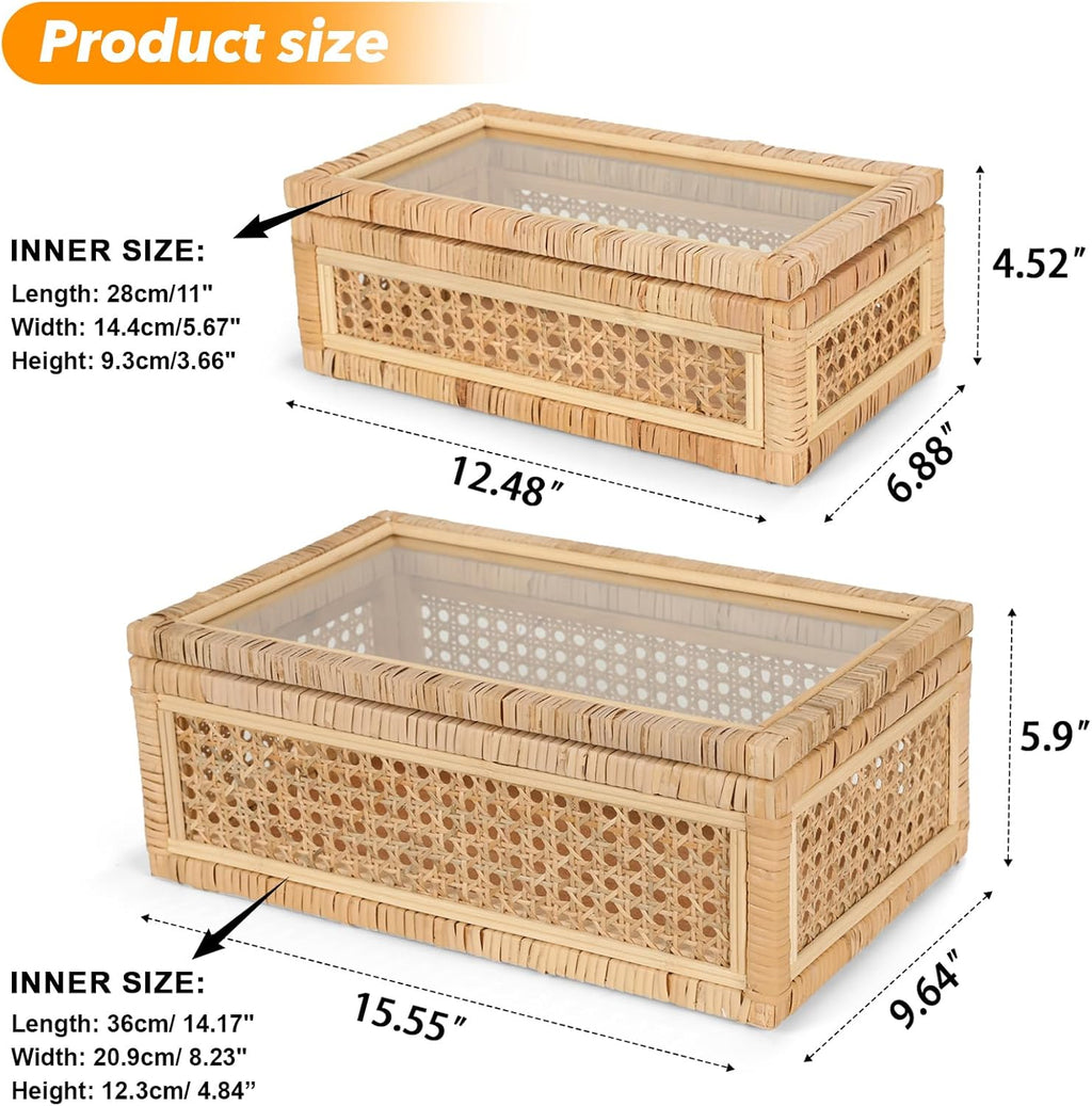 Handwoven Boho Glass Storage Bin — 15.55" - View 3