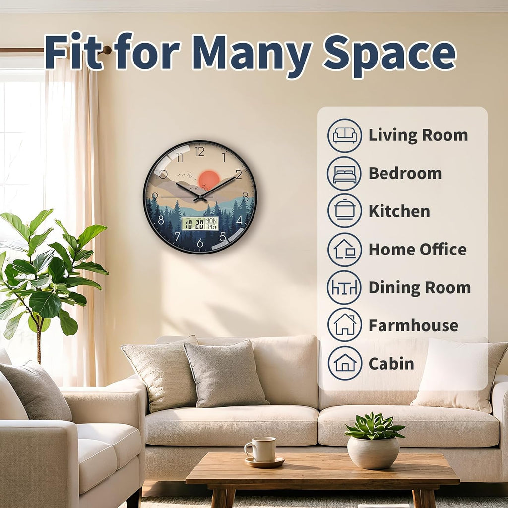 Battery Operated Farmhouse Beige Wall Clock — 12" - View 5