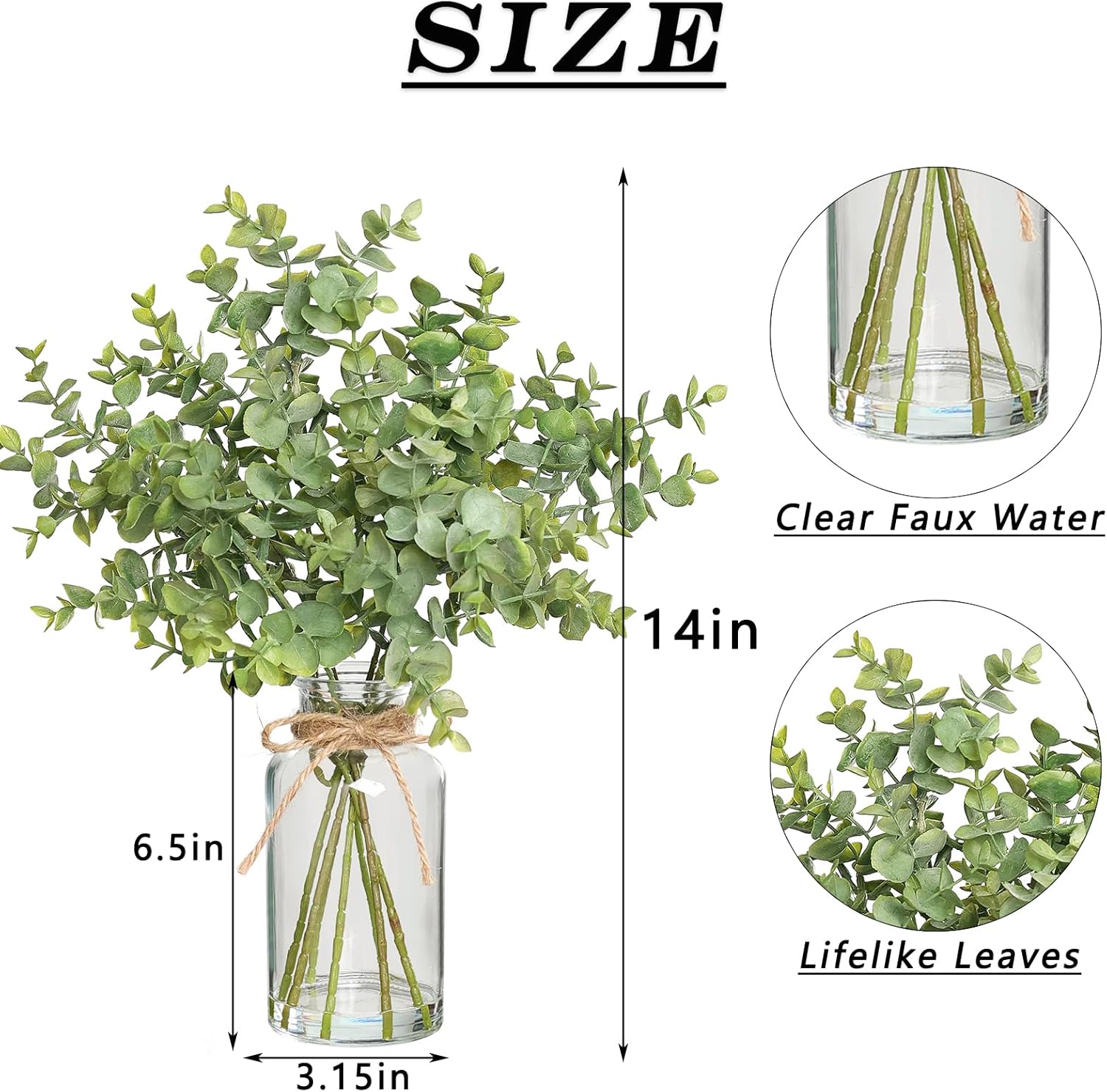 Farmhouse Glass Artificial Plant — 14" - View 2