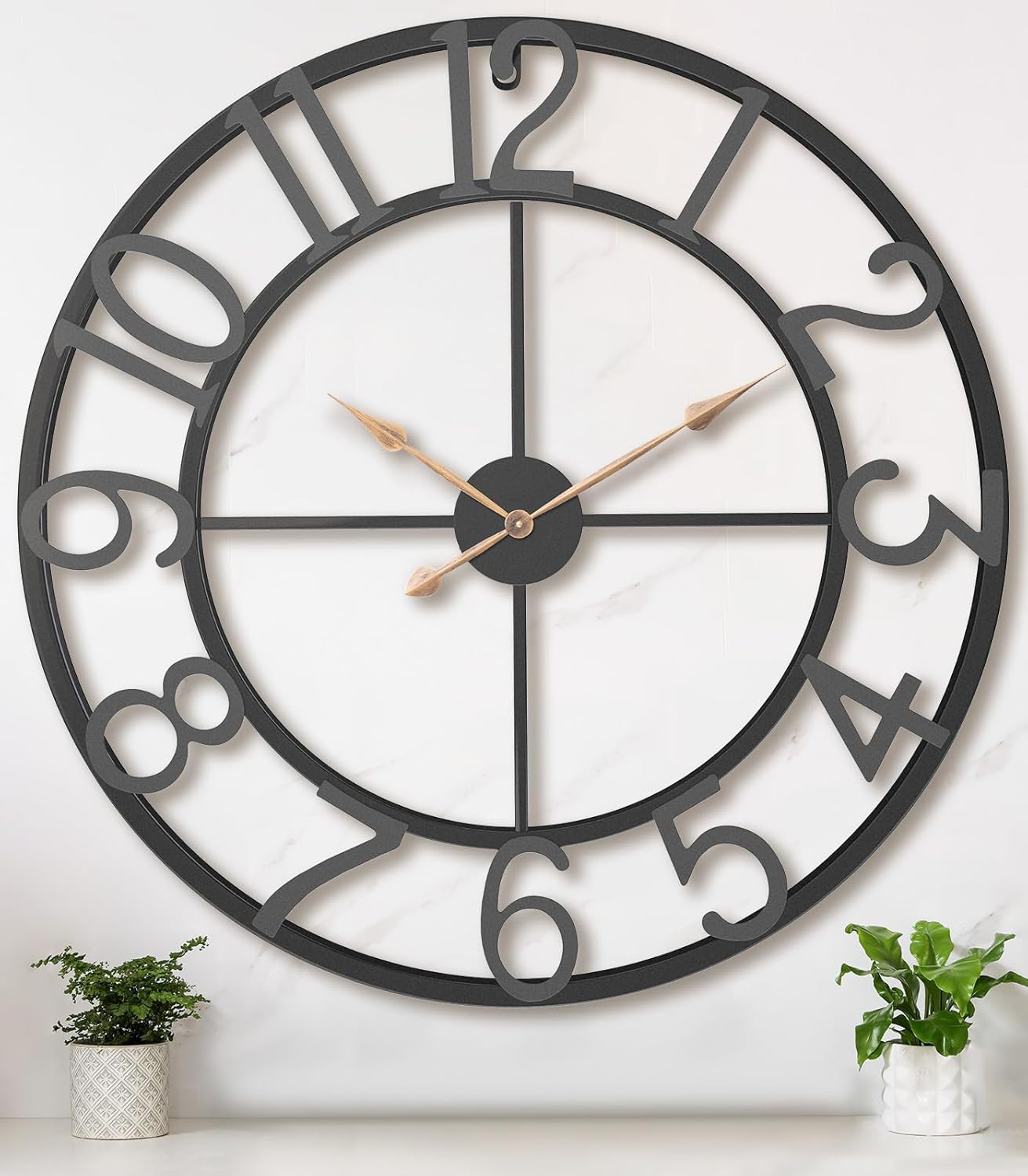 Oversized Farmhouse Black Wall Clock — 24" — Black Arabic