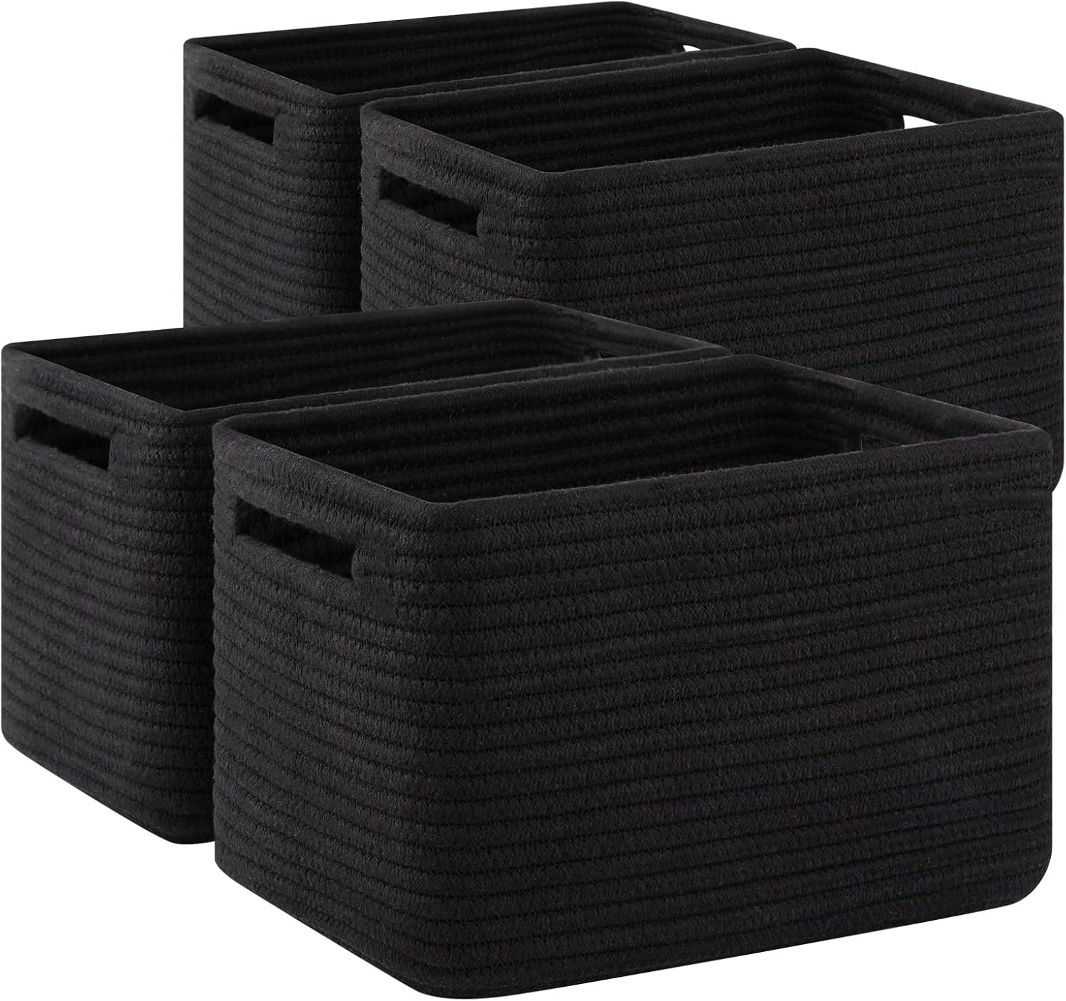 Boho Black Woven Basket — 13" — Black