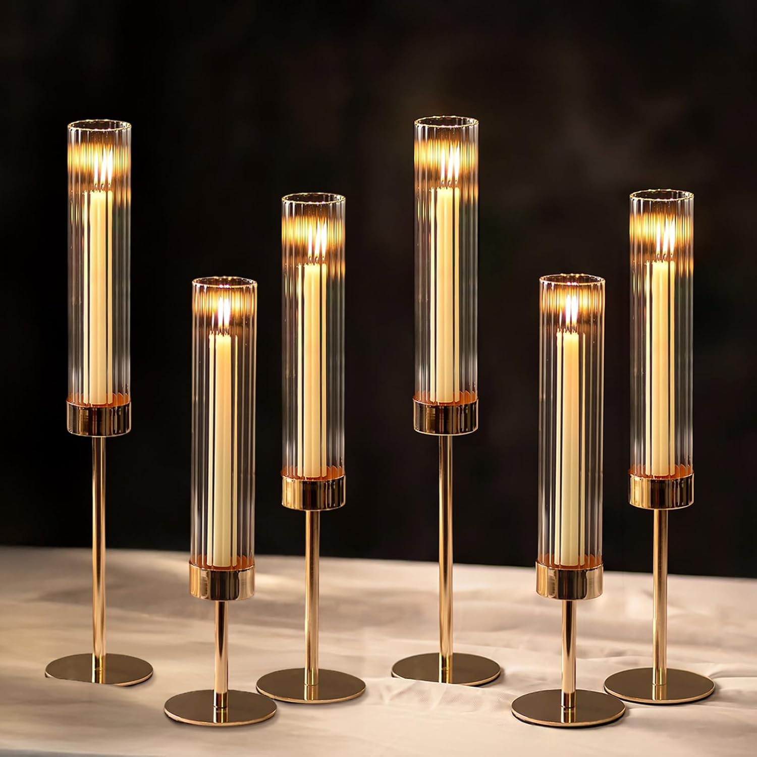 Gold Candle — Set of 6 — Ribbed