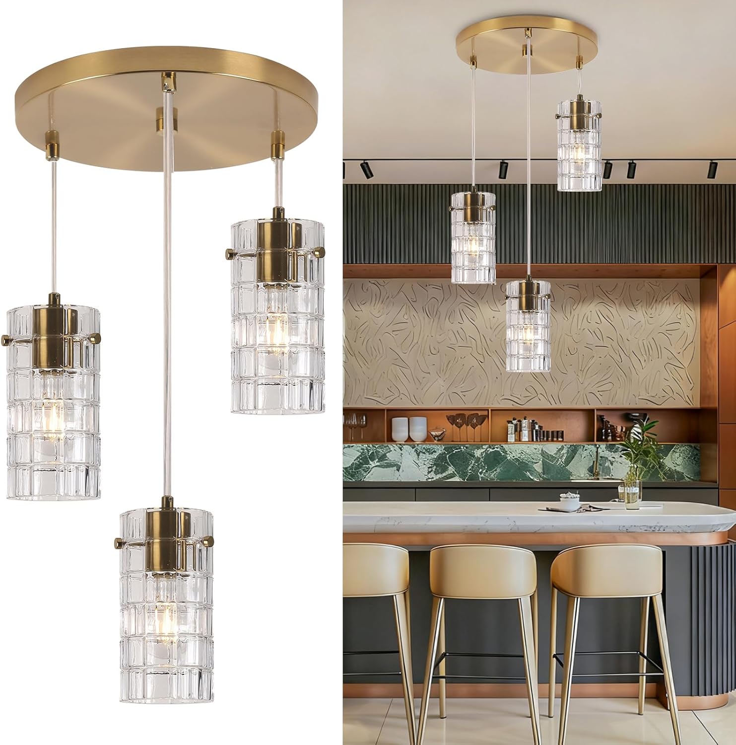 Adjustable Luxe Black Chandelier — 3T Copper color