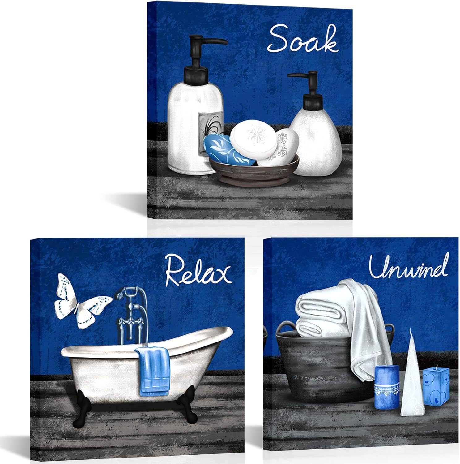 Framed Beige Wall Art — Blue