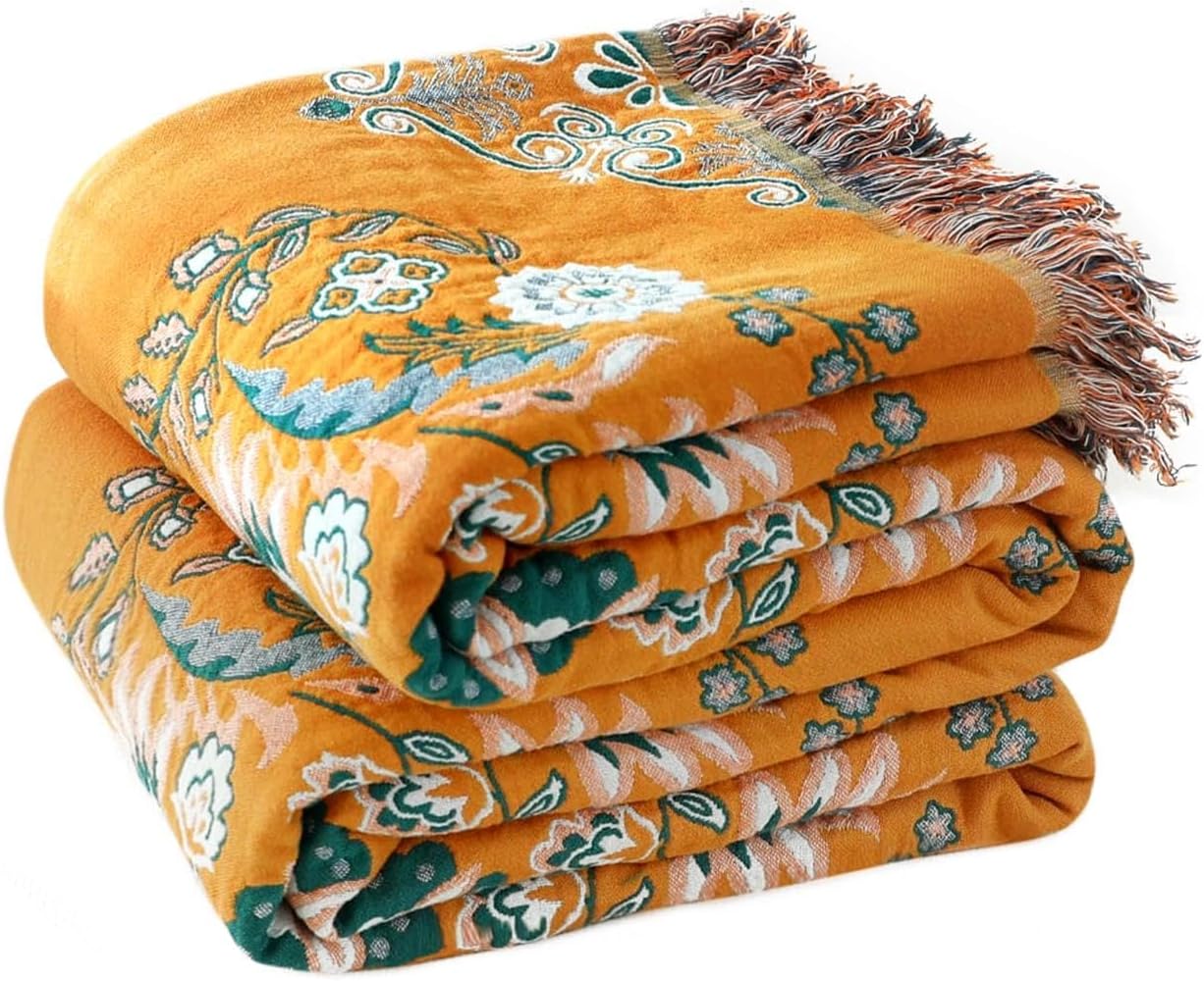 Boho Blue Throw Pillow — 50" — Boho-floral-a