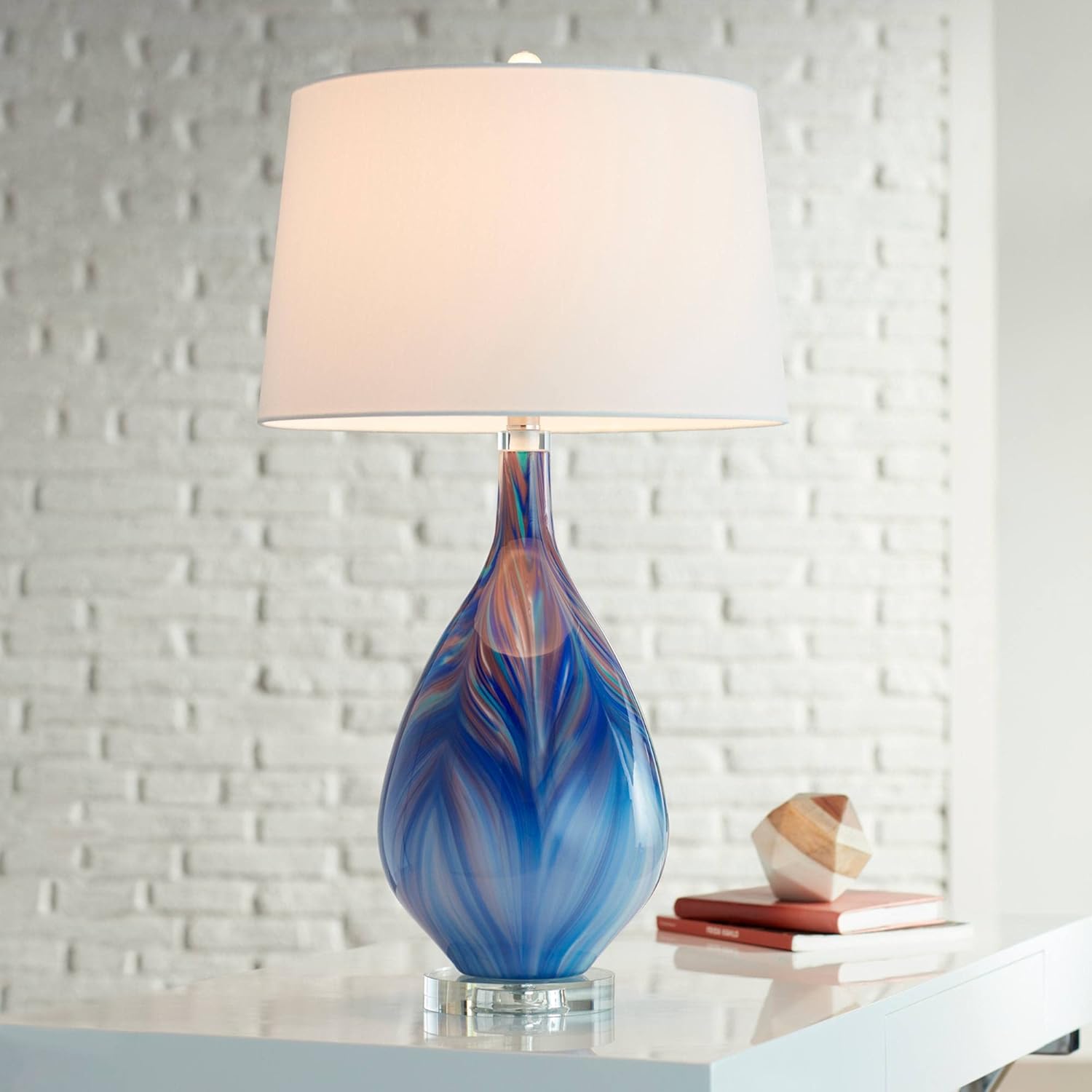 Modern Blue Table Lamp — 29" — Blue Swirl
