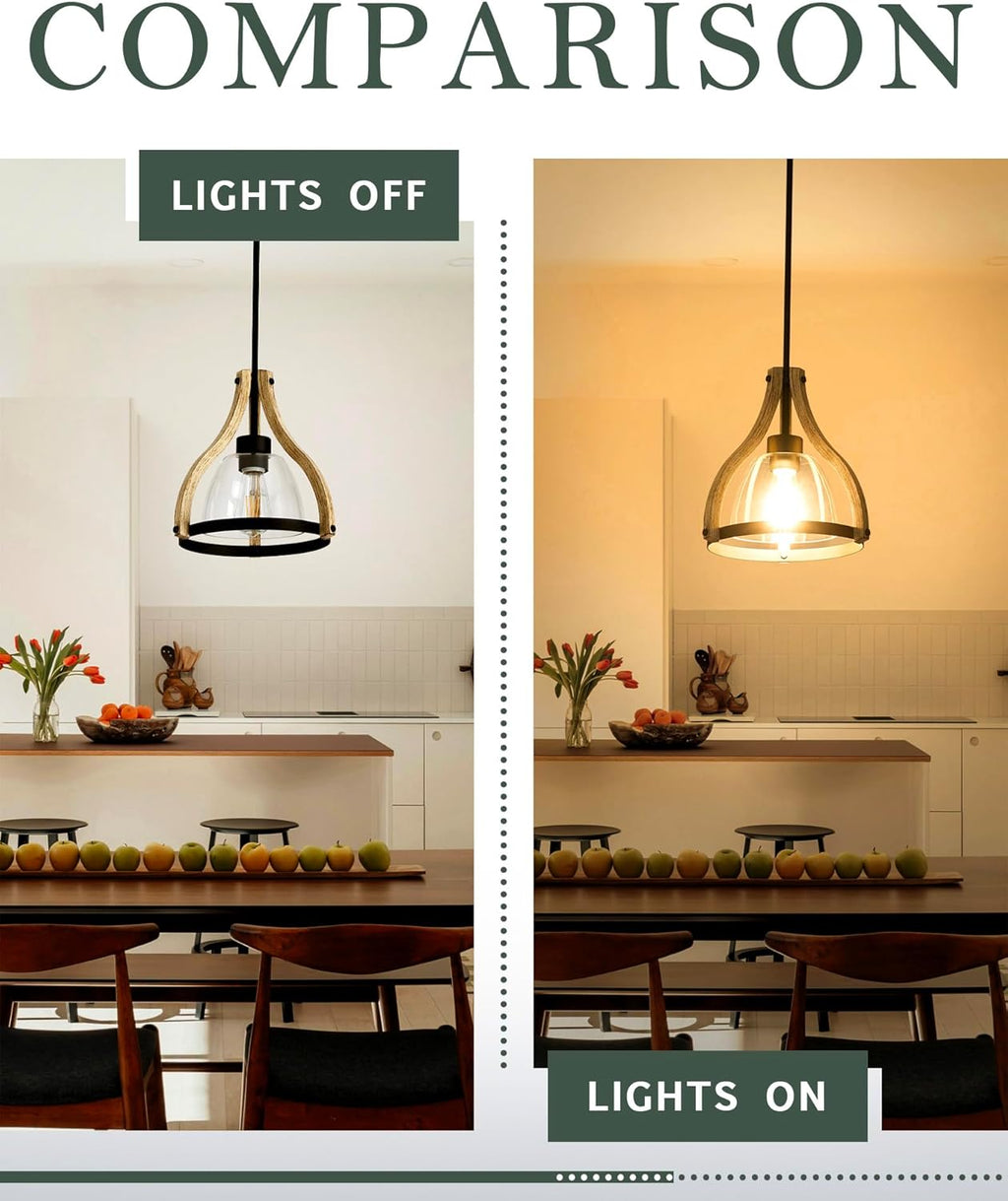 Adjustable Farmhouse Wood Pendant Light - View 7
