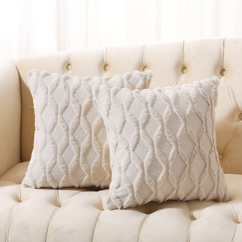Velvet Boho Beige Throw Pillow Cover — 20"