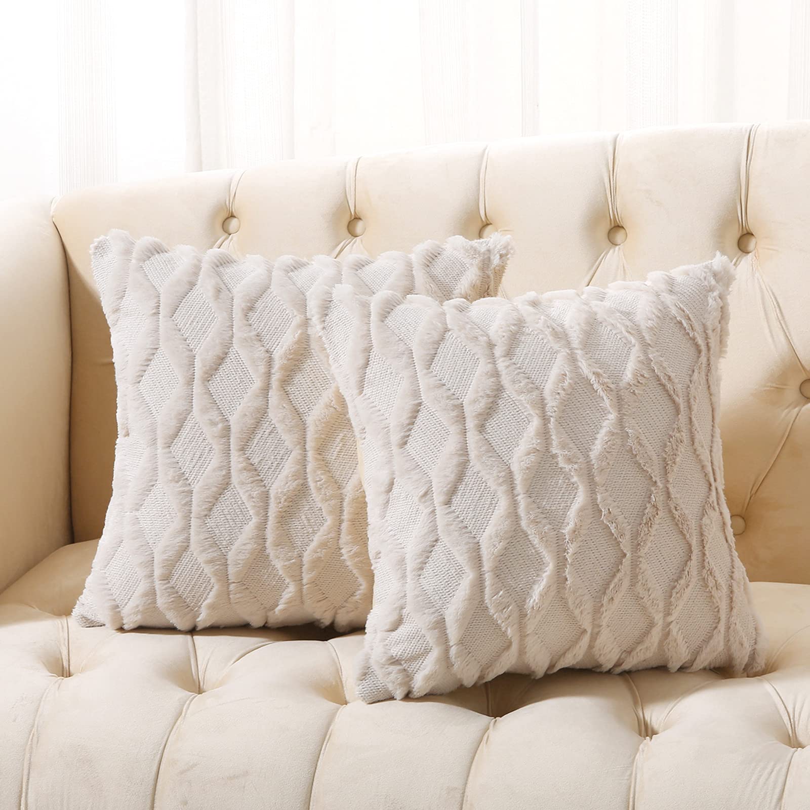 Velvet Boho Beige Throw Pillow Cover — 20"