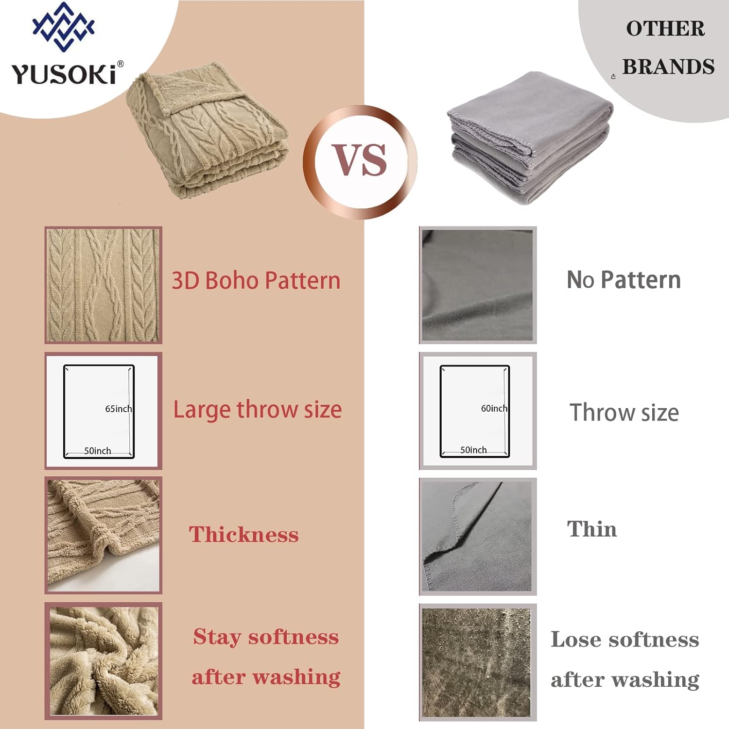 Beige Throw Pillow — 50" - View 2