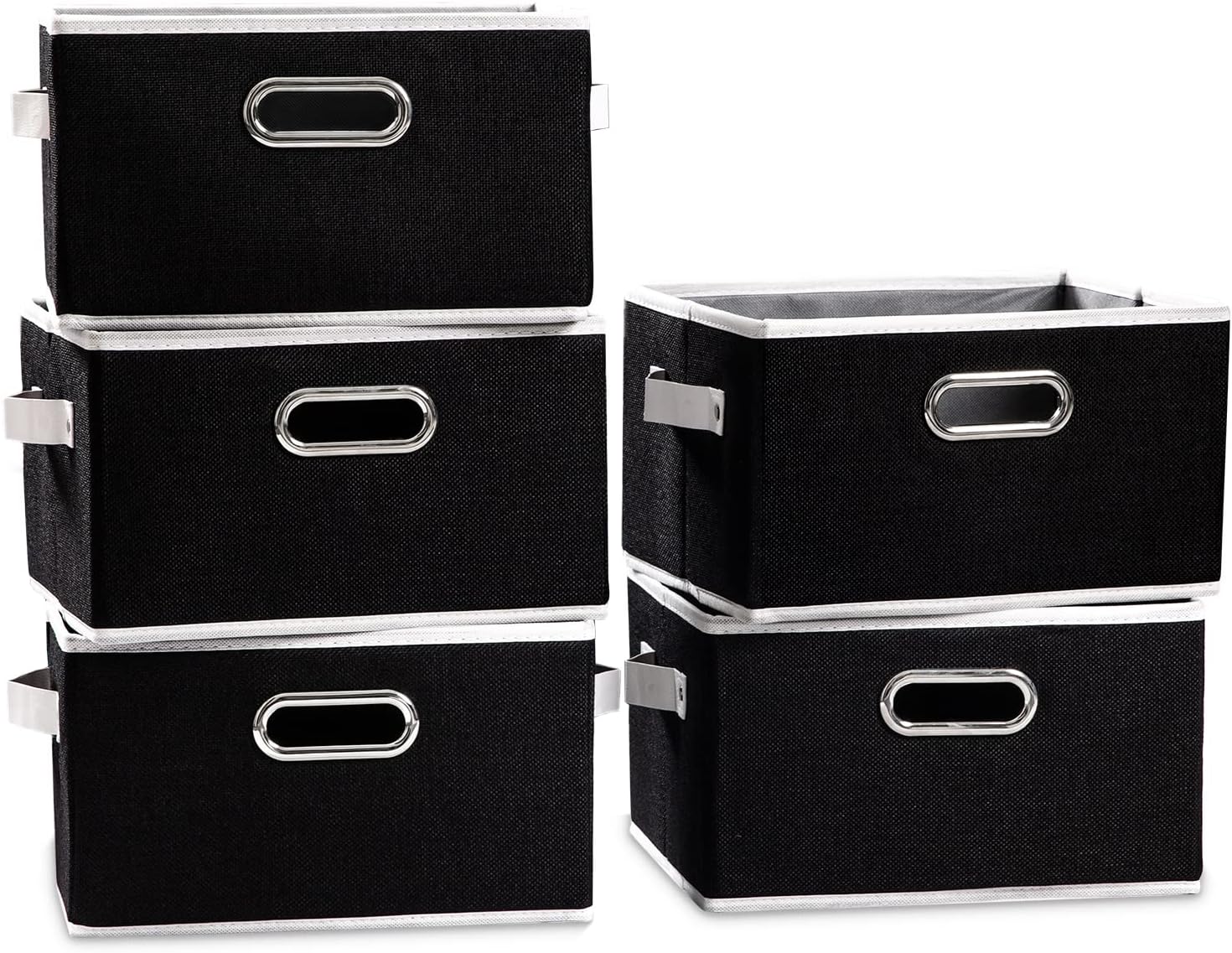 Beige Storage Bin — 7" — Black