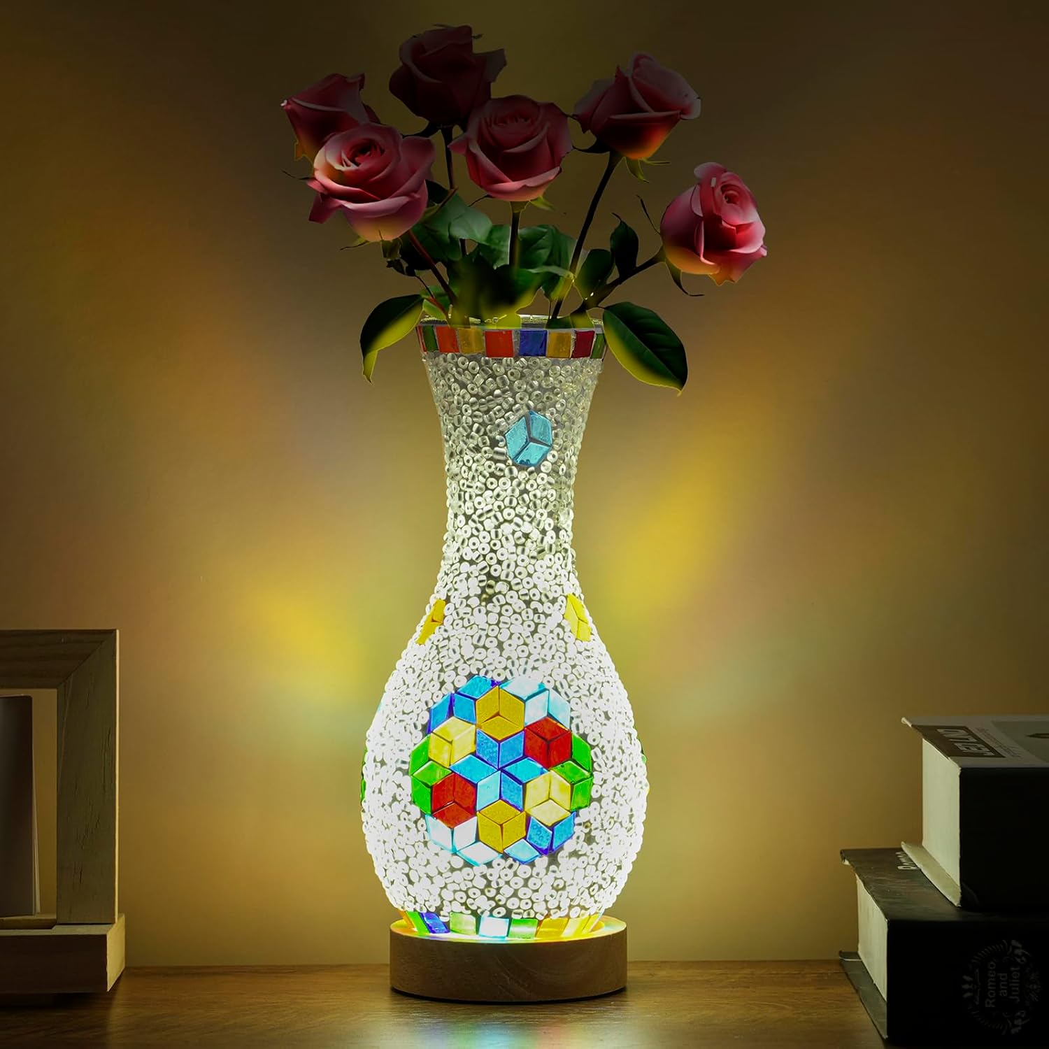 USB Farmhouse Blue Table Lamp — White