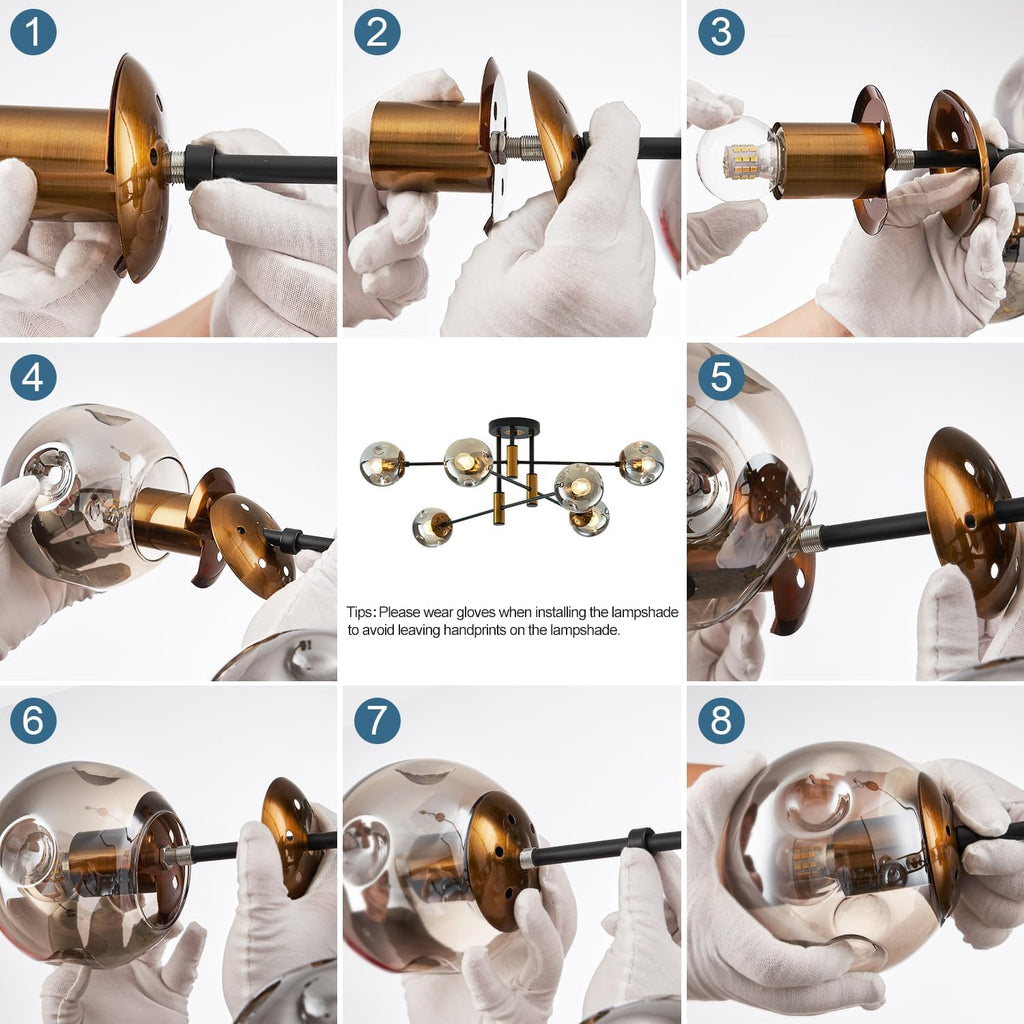 Vintage Farmhouse Black Chandelier — 6-Light - View 7