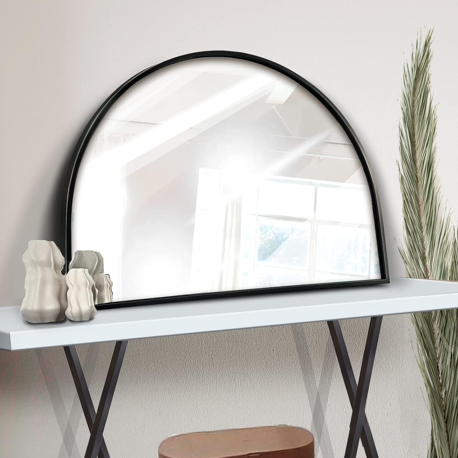 Farmhouse Black Round Mirror — 28" — Black-1