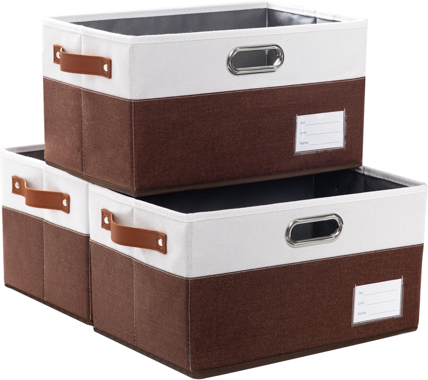 Beige Storage Bin — 7" — Brown & Cream