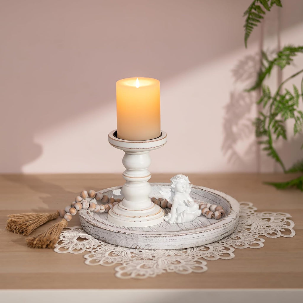 Round Farmhouse Brown Pillar Candle - View 4