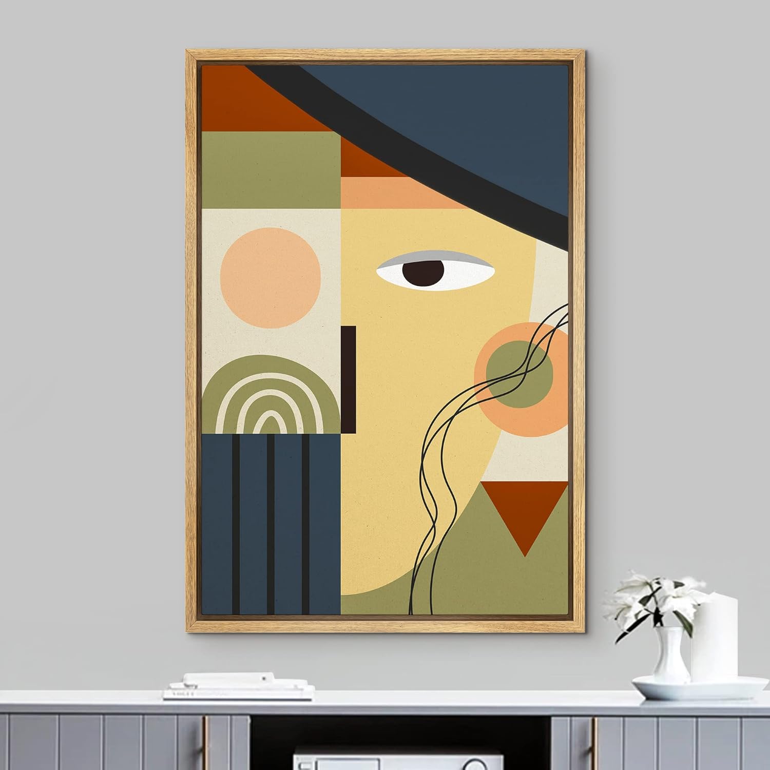 Framed Boho Grey Wall Art — 16" - View 2