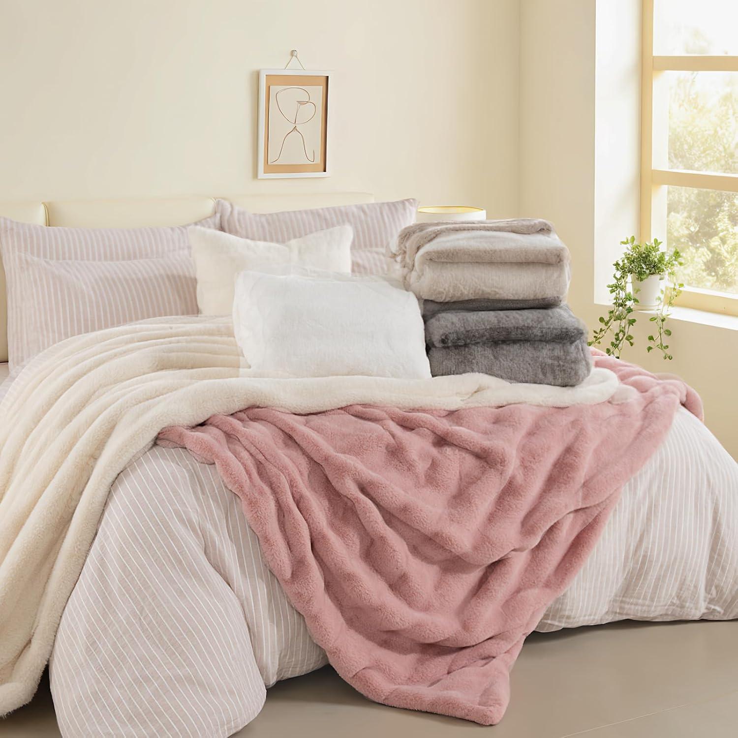 Luxe Beige Throw Pillow — 50" - View 5
