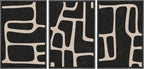 Framed Modern Fabric Wall Art — 16" — 24" x 36" x 3 Panels BLACK