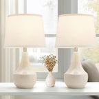 Modern Beige Nightstand Lamp — 18" — 18.63" Ceram
