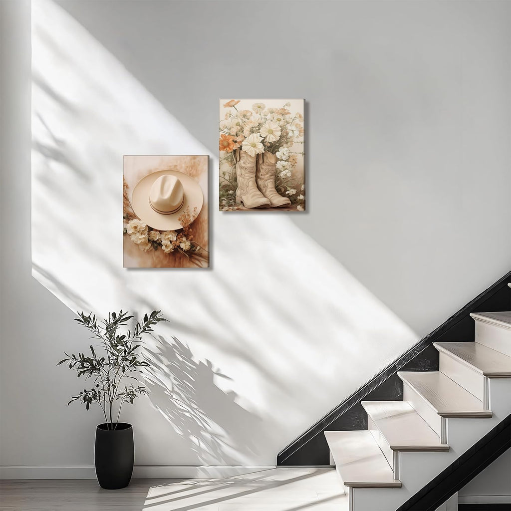Framed Beige Canvas Wall Art — 16" - View 3