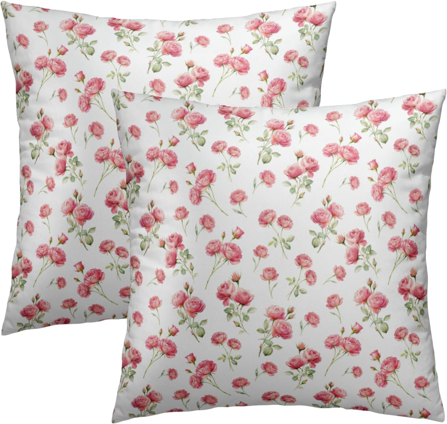 Boho Black Throw Pillow Cover — 18" — Vintage Rose Flowers