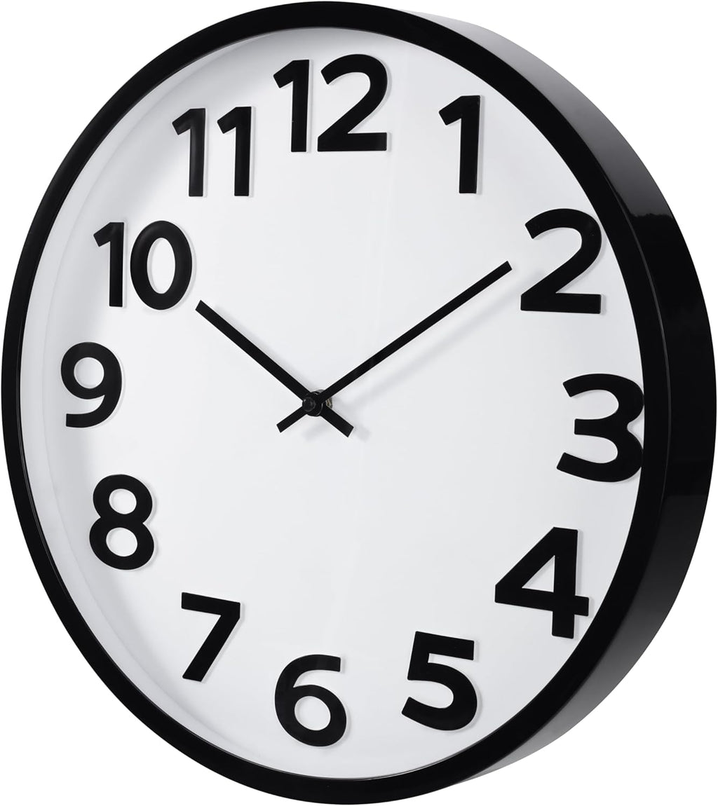 Battery Operated Modern Black Wall Clock — 16" - View 6
